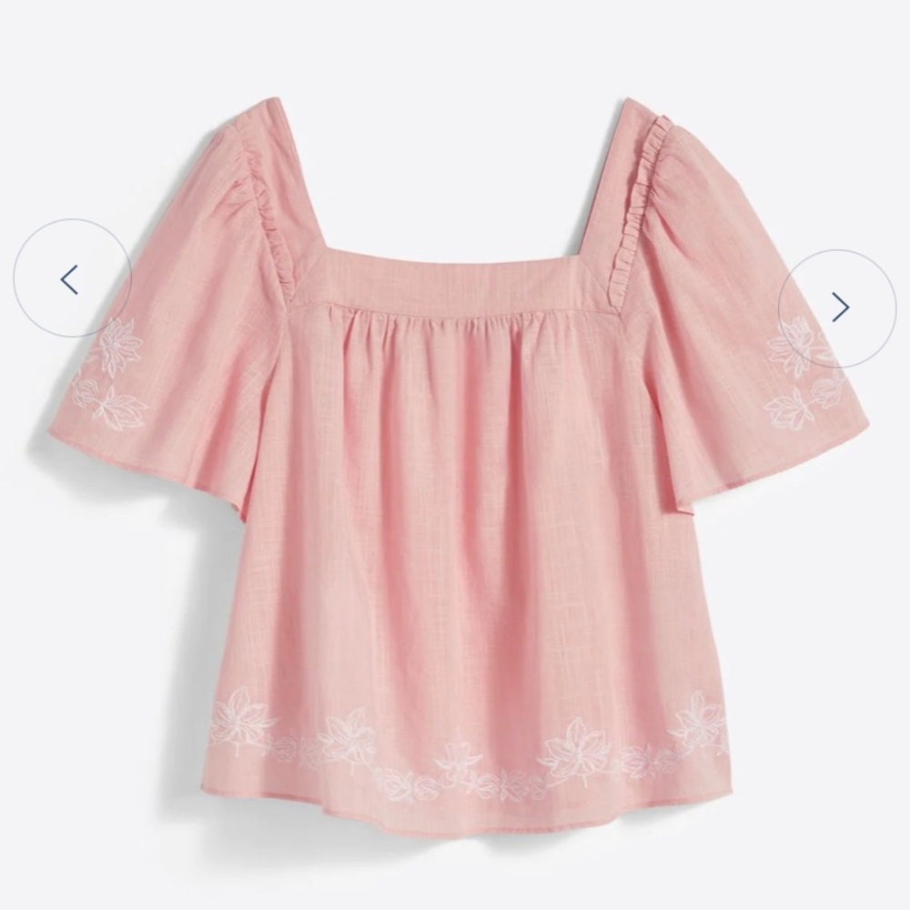 Draper James Square Neck Maren Top in Pink Embroidered Floral Size Large
